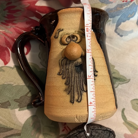 Vtg '74 PETER PETRIE Ugly-Face Pottery Mug Glazed Brown Bearded Man 3D Eye Nose - Picture 3 of 12